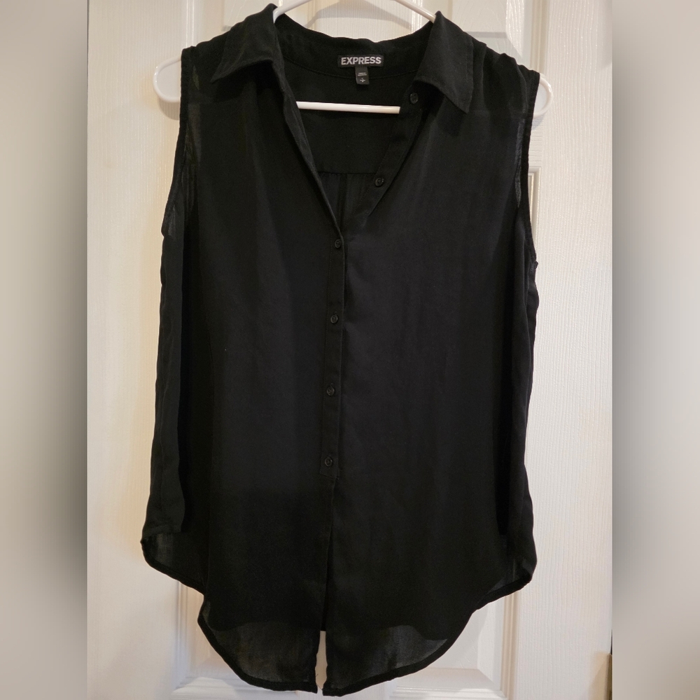 Express Black Button-Down Sleeveless Top